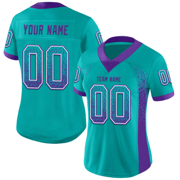 Custom Aqua Purple-White Drift Fashion Football Jersey