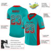 Custom Aqua Red-White Drift Fashion Football Jersey