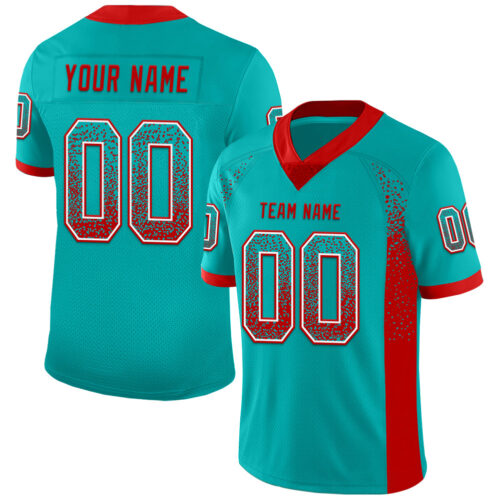Drift0151 Custom Aqua Red-White Drift Fashion Football Jersey