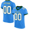 Custom Powder Blue White-Green Mesh Authentic Football Jersey