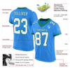 Custom Powder Blue White-Kelly Green Mesh Authentic Football Jersey