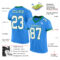 ElectricBlue0038-1 Custom Powder Blue White-Kelly Green Mesh Authentic Football Jersey