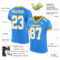 ElectricBlue0044-1 Custom Powder Blue White-Gold Mesh Authentic Football Jersey