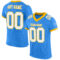 ElectricBlue0044 Custom Powder Blue White-Gold Mesh Authentic Football Jersey