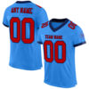 Custom Powder Blue Red-Navy Mesh Authentic Football Jersey