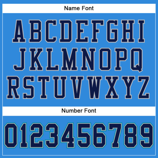 ElectricBlue0047-3 Custom Powder Blue Navy Gray-Teal Mesh Authentic Football Jersey