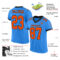 ElectricBlue0048-1 Custom Powder Blue Orange-Black Mesh Authentic Football Jersey