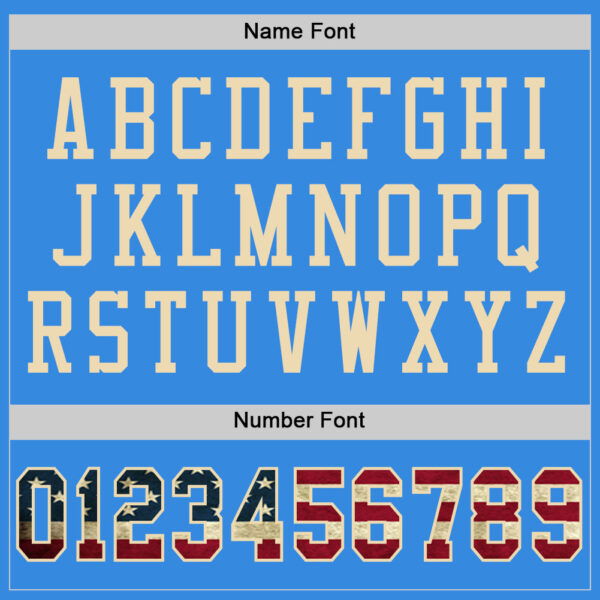 ElectricBlue0049-3 Custom Powder Blue Vintage USA Flag-City Cream Mesh Authentic Football Jersey