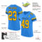 ElectricBlue0050-1 Custom Powder Blue Gold-Black Mesh Authentic Football Jersey