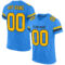 ElectricBlue0050 Custom Powder Blue Gold-Black Mesh Authentic Football Jersey