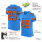 ElectricBlue0053-1 Custom Powder Blue Orange-Black Mesh Authentic Football Jersey
