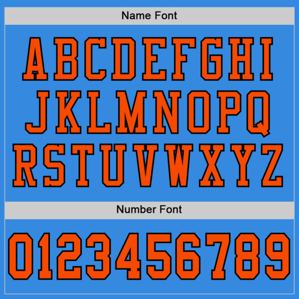 ElectricBlue0053-3 Custom Powder Blue Orange-Black Mesh Authentic Football Jersey