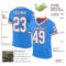 ElectricBlue0123-1 Custom Powder Blue White-Orange Mesh Authentic Throwback Football Jersey