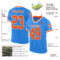 ElectricBlue0124-1 Custom Powder Blue Orange-White Mesh Authentic Throwback Football Jersey