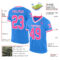 ElectricBlue0130-1 Custom Powder Blue Pink-White Mesh Authentic Throwback Football Jersey