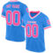 ElectricBlue0130 Custom Powder Blue Pink-White Mesh Authentic Throwback Football Jersey