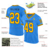 Custom Powder Blue Gold-Black Mesh Authentic Throwback Football Jersey