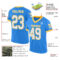 ElectricBlue0134-1 Custom Powder Blue White-Gold Mesh Authentic Throwback Football Jersey