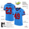 ElectricBlue0136-1 Custom Powder Blue Red-Navy Mesh Authentic Throwback Football Jersey