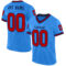 ElectricBlue0136 Custom Powder Blue Red-Navy Mesh Authentic Throwback Football Jersey