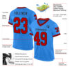 Custom Powder Blue Red-Black Mesh Authentic Throwback Football Jersey