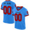 ElectricBlue0137 Custom Powder Blue Red-Black Mesh Authentic Throwback Football Jersey
