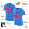 Custom Powder Blue Pink Black-Light Blue Mesh Authentic Throwback Football Jersey