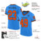 ElectricBlue0140-1 Custom Powder Blue Orange-Black Mesh Authentic Throwback Football Jersey