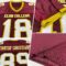 FC23070444 Custom Burgundy White-Old Gold Mesh Authentic Football Jersey