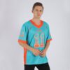 Custom Aqua Orange-White Drift Fashion Football Jersey