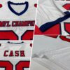 Custom White Red-Navy Mesh Authentic Football Jersey