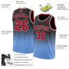 Custom Black Red-Light Blue Authentic Fade Fashion Basketball Jersey