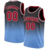 Custom Black Red-Light Blue Authentic Fade Fashion Basketball Jersey