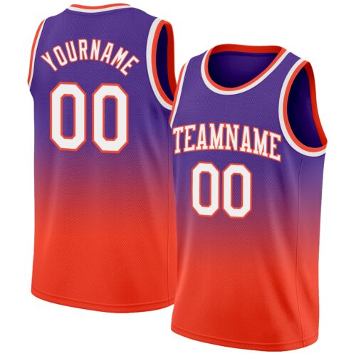 FadeFashion0083 Custom Purple White-Orange Authentic Fade Fashion Basketball Jersey