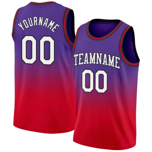 FadeFashion0084 Custom Purple White-Red Authentic Fade Fashion Basketball Jersey