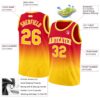 Custom Red Gold-White Authentic Fade Fashion Basketball Jersey
