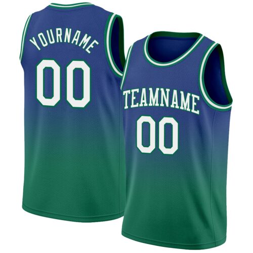 FadeFashion0097 Custom Royal White-Kelly Green Authentic Fade Fashion Basketball Jersey