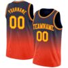 Custom Navy Gold-Orange Authentic Fade Fashion Basketball Jersey