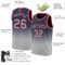Custom Navy Gray-Red Authentic Fade Fashion Basketball Jersey