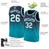 Custom Navy White-Teal Authentic Fade Fashion Basketball Jersey