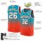 Custom Teal White-Orange Authentic Fade Fashion Basketball Jersey