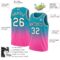 Custom Teal White-Pink Authentic Fade Fashion Basketball Jersey