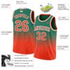 Custom Kelly Green Orange-White Authentic Fade Fashion Basketball Jersey