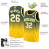 Custom Hunter Green White-Gold Authentic Fade Fashion Basketball Jersey