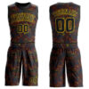 Custom Figure Black-Gold Round Neck Sublimation Basketball Suit Jersey