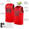 Custom Fire Red Black-Gray Authentic Basketball Jersey