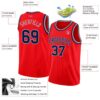Custom Fire Red Navy-Gray Authentic Basketball Jersey