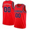 Custom Fire Red Navy-Gray Authentic Basketball Jersey