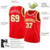 Custom Fire Red White-Gold Authentic Basketball Jersey