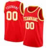 Custom Fire Red White-Gold Authentic Basketball Jersey